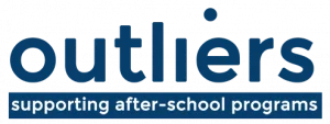 Outlier logo with tagline supporting after school programs